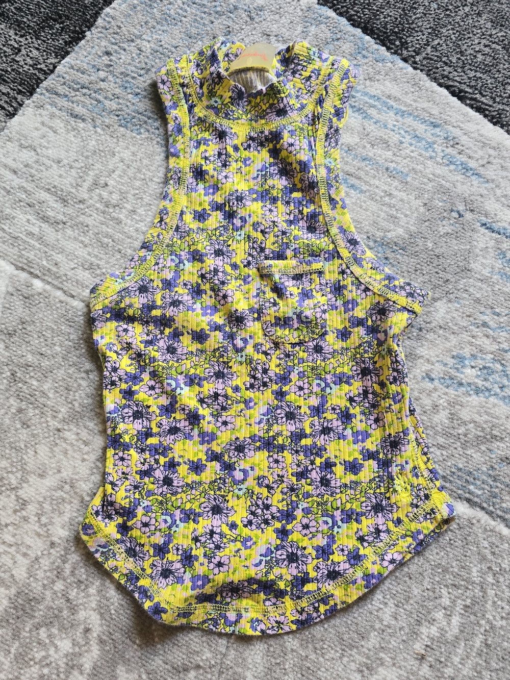 FP Movement by Free People Yellow & Purple Floral Active Tank Top